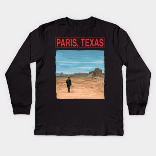 Paris Texas Movie Illustration with Title Kids Long Sleeve T-Shirt